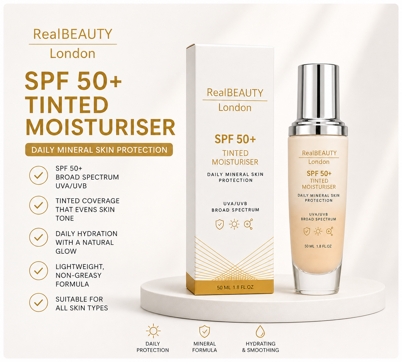 PRE ORDER 1 AUGUST - Tinted SPF 50 Moisturiser - Mineral Based - UVA/UVB Protection