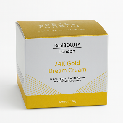 RealBEAUTY London 24K Gold Dream Cream packaging on a white background